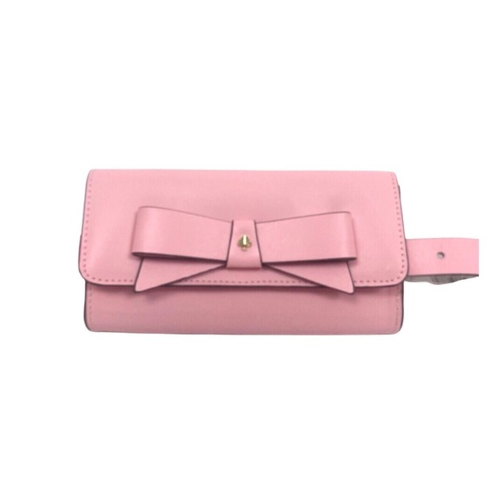 kate spade light‎ pink bow gold logo belt bag new